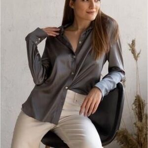 H&M Gray Satin Shirt
